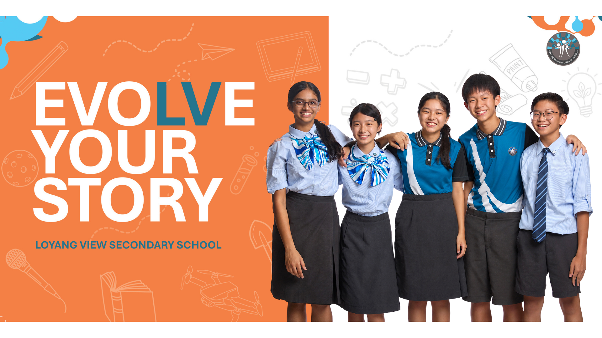 LVSS students posing for the open house banner.